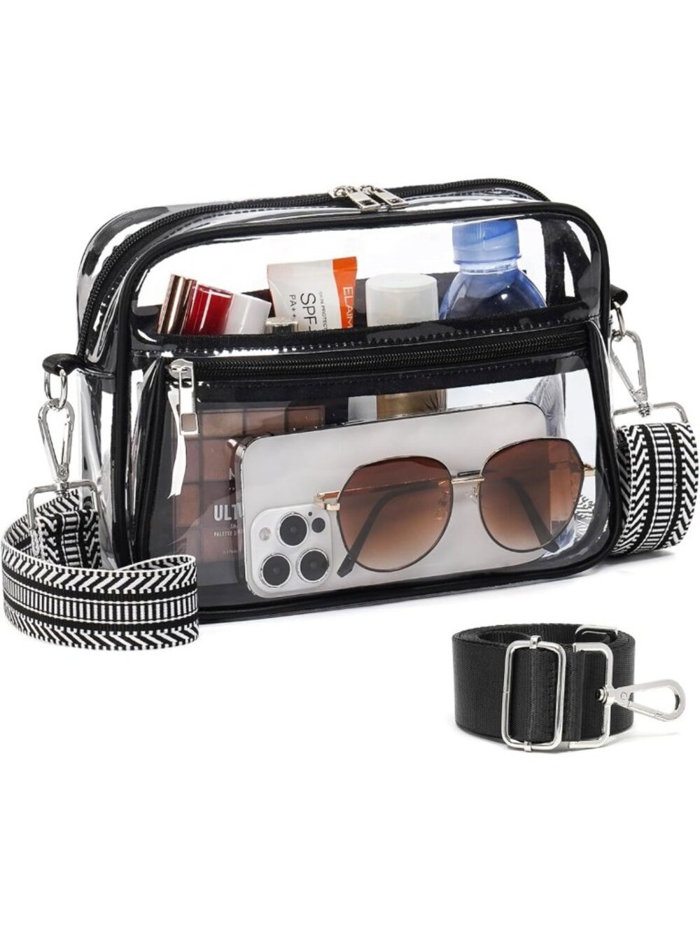 Stadium Approved Clear Crossbody Bag with 2 Straps | Transparent Purse for
